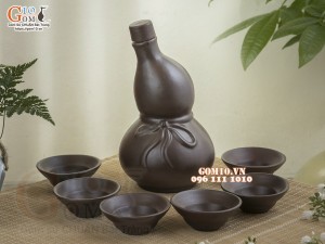 Bộ bình rượu gốm 2 bầu dáng nghiêng, dung tích 500ml