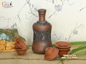 Bộ bình rượu sành Đông Sơn Âu Lạc, 700ml