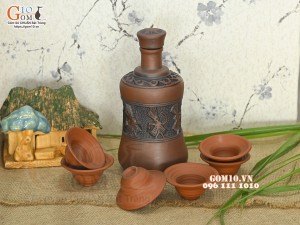 Bộ bình rượu sành Đông Sơn Âu Lạc, 700ml