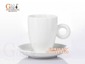 Bộ cốc  latte quai tròn trắng 330ml