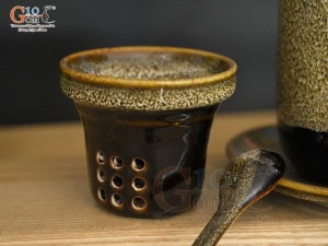 Bộ cốc lọc trà men hỏa biến gấm vàng