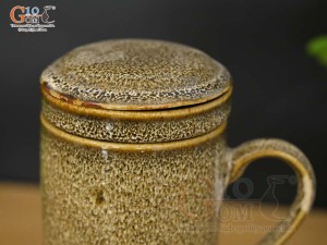 Bộ cốc lọc trà men hỏa biến gấm vàng