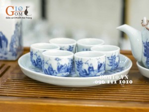 Bộ dáng vại men lam cổ, cảnh trúc lâm thất hiền, đủ phụ kiện