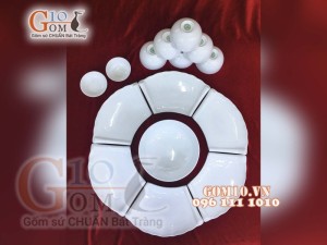 Bộ đĩa Cuốn Thư men trắng