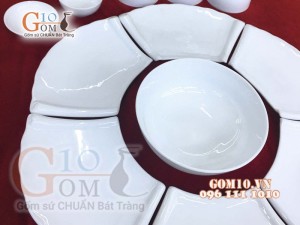 Bộ đĩa Cuốn Thư men trắng