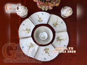 Bộ đĩa Cuốn Thư vẽ Đào Chuồn Kem