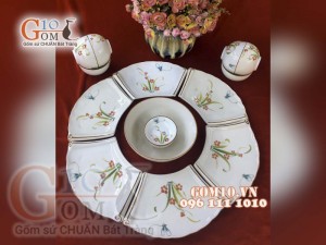 Bộ đĩa Cuốn Thư vẽ Đào Chuồn Kem