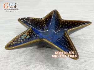 Bộ đĩa Thế Giới Đại Dương men hỏa biến xanh đá, 6 chi tiết