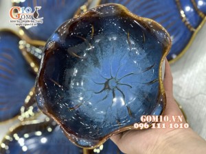 Bộ đĩa Thế Giới Đại Dương men hỏa biến xanh đá, đầy đủ chi tiết