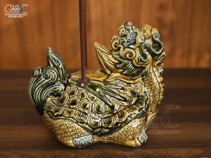 Bộ đỉnh hạc men hoàng tộc, đỉnh cao 60cm, hạc cao 56cm (Cả Chân Kê)