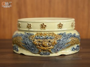 Bộ đỉnh hạc men hoàng tộc, đỉnh cao 60cm, hạc cao 56cm (Cả Chân Kê)