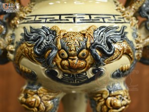 Bộ đỉnh hạc men hoàng tộc, đỉnh cao 60cm, hạc cao 56cm (Cả Chân Kê)