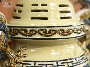 Bộ đỉnh hạc men hoàng tộc, đỉnh cao 60cm, hạc cao 56cm (Cả Chân Kê)