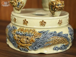 Bộ đỉnh hạc men hoàng tộc, đỉnh cao 60cm, hạc cao 56cm (Cả Chân Kê)