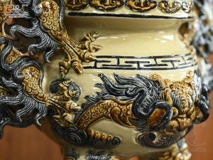 Bộ đỉnh hạc men hoàng tộc, đỉnh cao 60cm, hạc cao 56cm (Cả Chân Kê)