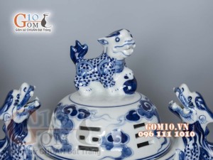 Bộ đỉnh hạc men trắng cao cấp đỉnh 50cm, cả chân kê