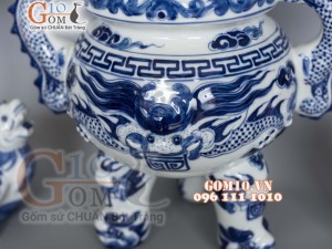 Bộ đỉnh hạc men trắng cao cấp đỉnh 50cm, cả chân kê