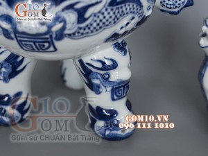 Bộ đỉnh hạc men trắng cao cấp đỉnh 50cm, cả chân kê