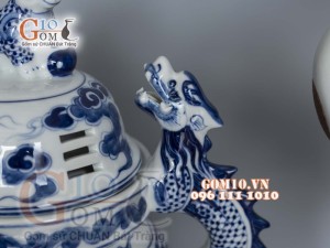 Bộ đỉnh hạc men trắng cao cấp đỉnh 50cm, cả chân kê