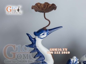 Bộ đỉnh hạc men trắng cao cấp đỉnh 50cm, cả chân kê