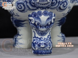 Bộ đỉnh hạc Như Ý men lam cao cấp, đỉnh 40cm - hạc 57cm