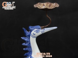 Bộ đỉnh hạc Như Ý men lam cao cấp, đỉnh 40cm - hạc 57cm
