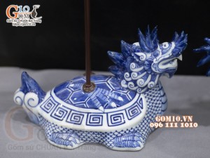 Bộ đỉnh hạc Như Ý men lam cao cấp, đỉnh 40cm - hạc 57cm