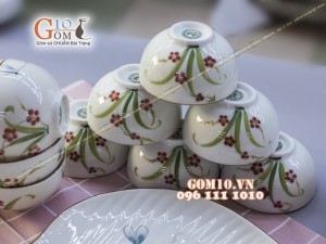 Bộ đồ ăn Đào Chuồn Kem - Đầy đủ chi tiết