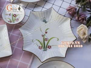 Bộ đồ ăn Đào Chuồn Kem - Đầy đủ chi tiết