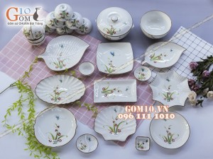 Bộ đồ ăn Đào Chuồn Kem - Đầy đủ chi tiết