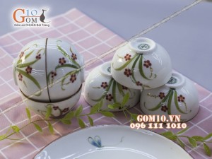 Bộ đồ ăn Đào Chuồn Kem 003