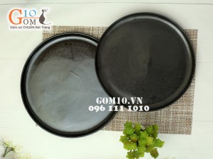 Bộ đồ ăn đen trơn men giọt dầu