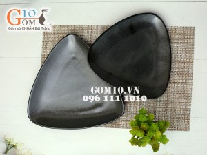 Bộ đồ ăn đen trơn men giọt dầu