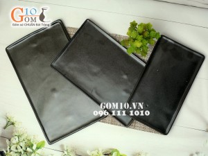 Bộ đồ ăn đen trơn men giọt dầu