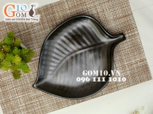 Bộ đồ ăn đen trơn men giọt dầu