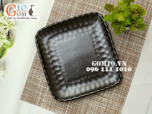 Bộ đồ ăn đen trơn men giọt dầu