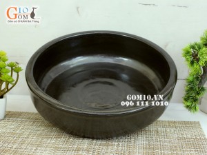 Bộ đồ ăn đen trơn men giọt dầu