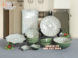 Bộ đồ ăn đồng xanh vẽ Bèo, 12 chi tiết