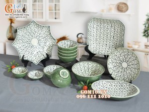 Bộ đồ ăn đồng xanh vẽ Bèo, 13 chi tiết