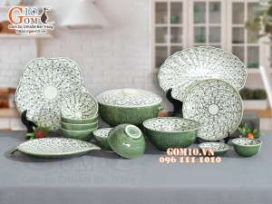 Bộ đồ ăn đồng xanh vẽ Bèo, 14 chi tiết