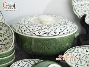 Bộ đồ ăn đồng xanh vẽ Bèo, 14 chi tiết