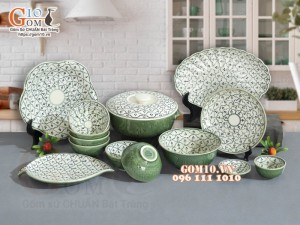Bộ đồ ăn đồng xanh vẽ Bèo, 14 chi tiết
