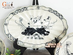 Bộ đồ ăn đồng xanh vẽ hoa Sen, 13 chi tiết