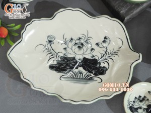 Bộ đồ ăn đồng xanh vẽ Sen, 12 chi tiết