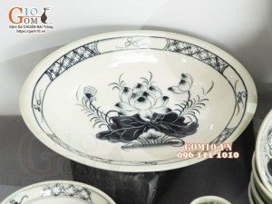 Bộ đồ ăn đồng xanh vẽ Sen, 13 chi tiết