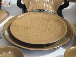 Bộ đồ ăn gốm vàng cao cấp Bát Tràng, 13 chi tiết