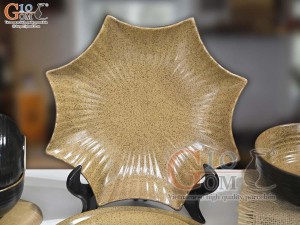 Bộ đồ ăn gốm vàng cao cấp Bát Tràng, 13 chi tiết