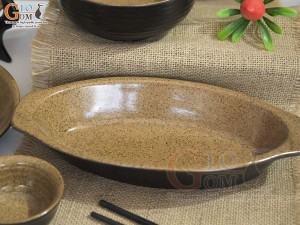 Bộ đồ ăn gốm vàng cao cấp Bát Tràng, 13 chi tiết