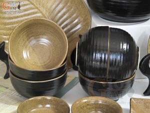 Bộ đồ ăn gốm vàng cao cấp Bát Tràng, 14 chi tiết