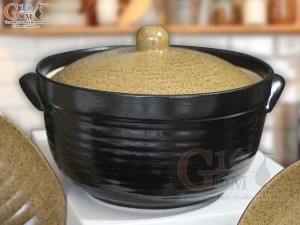 Bộ đồ ăn gốm vàng cao cấp Bát Tràng, 14 chi tiết